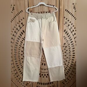 Miou Muse Color Block Patchwork Cotton Jeans